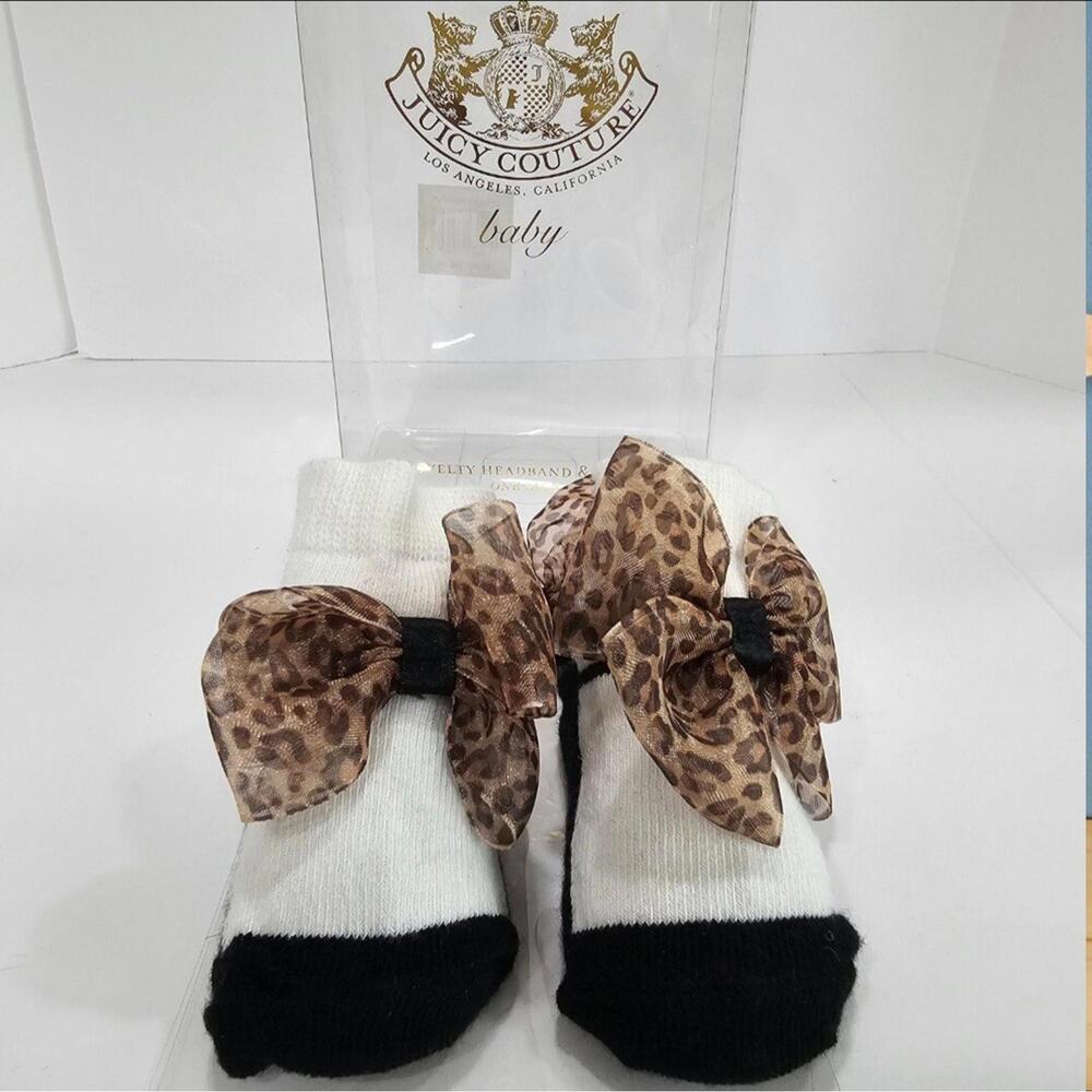 Juicy Couture Baby Socks And Headband Animal Print NWT